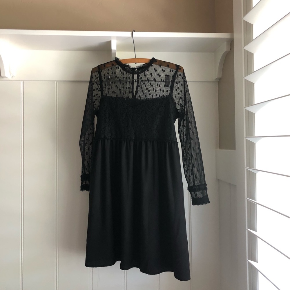 Black dress with mesh detail